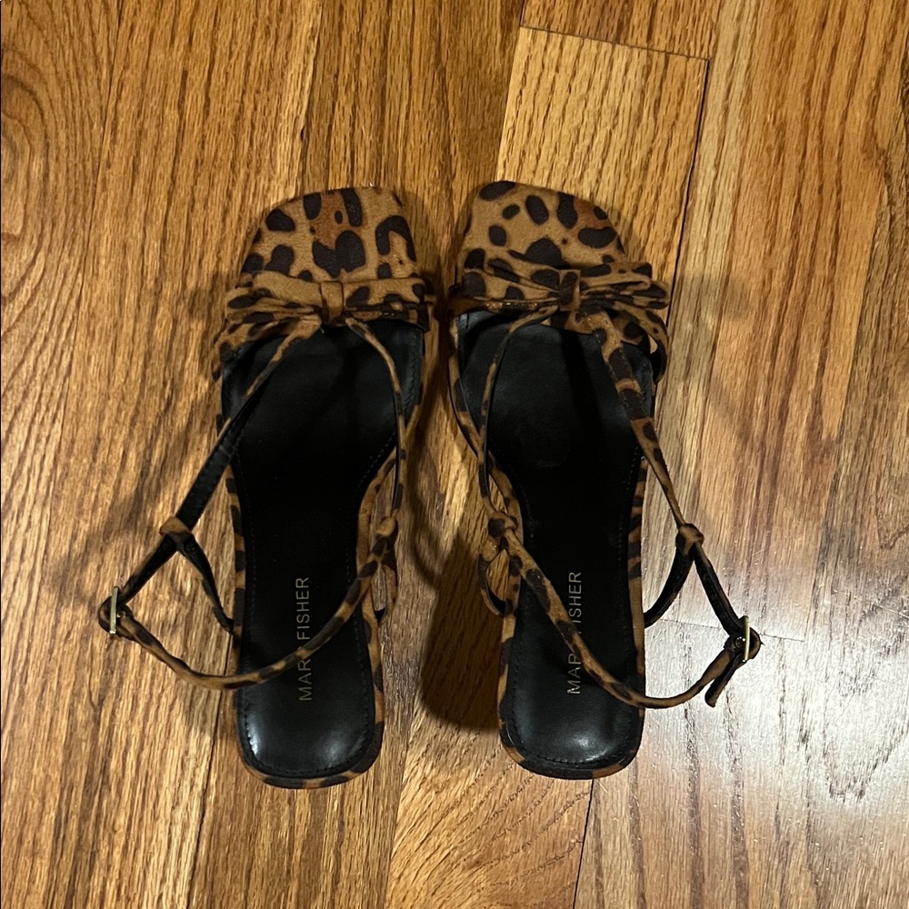 Marc Fisher Leopard-Print Slingback Heels in Brown and Black